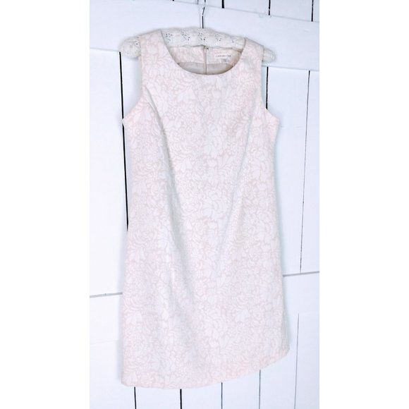 Vintage 90s ivory tapestry floral knee length sleeveless cocktail dress - Picture 3 of 3